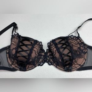 NWOT Adore Me TAN/BLK Lightly Padded Demi, 38B. *1087